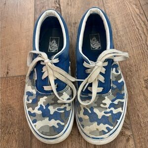 Blue camo vans- youth size 5.